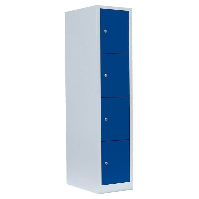 Lüllmann Schließfachschrank 1 Abteil 4 Fächer 1800 x 415 x 500 mm lichtgrau enzianblau Produktbild Lüllmann Schließfachschrank 1 Abteil 4 Fächer 1800 x 415 x 500 mm lichtgrau enzianblau