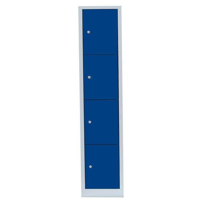 Lüllmann Schließfachschrank 1 Abteil 4 Fächer 1800 x 415 x 500 mm lichtgrau enzianblau Produktbild Lüllmann Schließfachschrank 1 Abteil 4 Fächer 1800 x 415 x 500 mm lichtgrau enzianblau bild 2