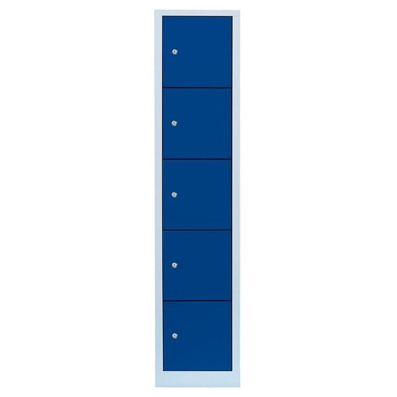 Lüllmann Schließfachschrank 1 Abteil 5 Fächer 1800 x 415 x 500 mm lichtgrau enzianblau Produktbild Lüllmann Schließfachschrank 1 Abteil 5 Fächer 1800 x 415 x 500 mm lichtgrau enzianblau bild 2