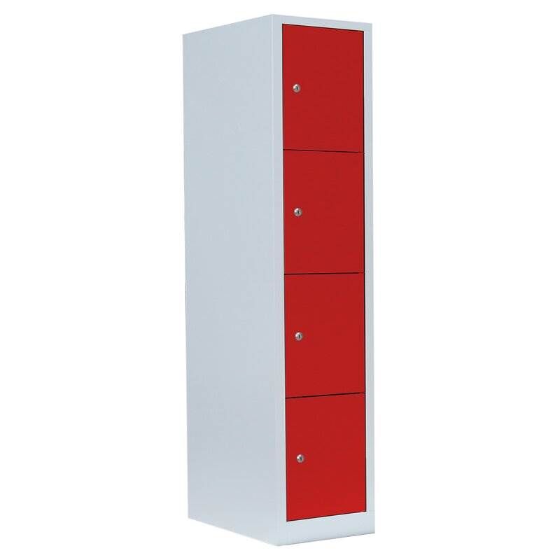 Lüllmann Schließfachschrank 1 Abteil 4 Fächer 1800 x 415 x 500 mm lichtgrau feuerrot Produktbild Lüllmann Schließfachschrank 1 Abteil 4 Fächer 1800 x 415 x 500 mm lichtgrau feuerrot