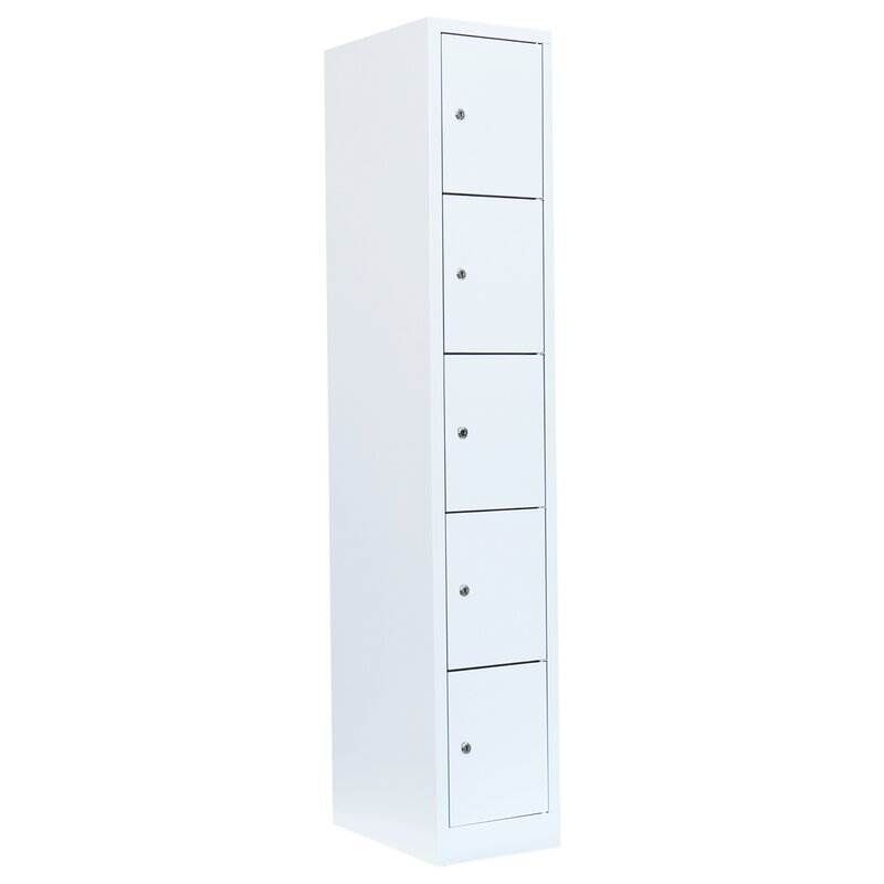 Lüllmann Schließfachschrank 1 Abteil 5 Fächer 1800 x 315 x 500 mm in signalweiß Produktbild Lüllmann Schließfachschrank 1 Abteil 5 Fächer 1800 x 315 x 500 mm in signalweiß