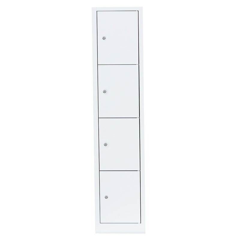 Lüllmann Schließfachschrank 1 Abteil 4 Fächer 1800 x 415 x 500 mm in signalweiß Produktbild Lüllmann Schließfachschrank 1 Abteil 4 Fächer 1800 x 415 x 500 mm in signalweiß bild 2