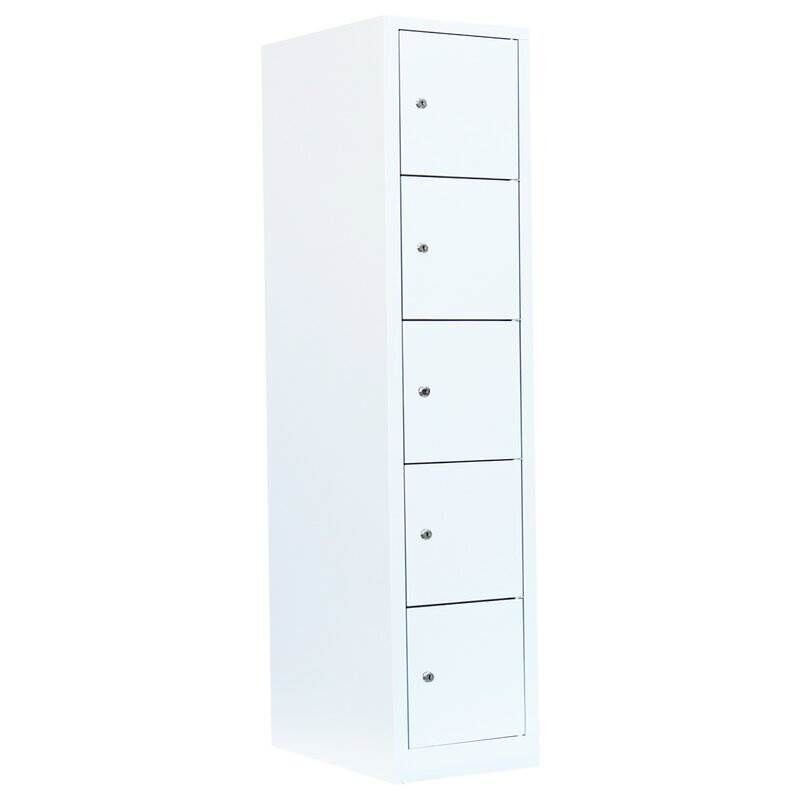 Lüllmann Schließfachschrank 1 Abteil 5 Fächer 1800 x 415 x 500 mm in signalweiß Produktbild Lüllmann Schließfachschrank 1 Abteil 5 Fächer 1800 x 415 x 500 mm in signalweiß