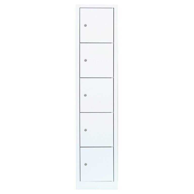 Lüllmann Schließfachschrank 1 Abteil 5 Fächer 1800 x 415 x 500 mm in signalweiß Produktbild Lüllmann Schließfachschrank 1 Abteil 5 Fächer 1800 x 415 x 500 mm in signalweiß bild 2