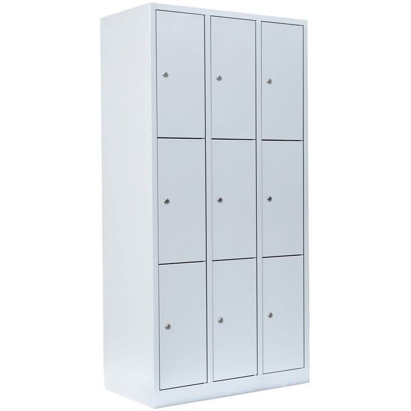 Lüllmann Schließfachschrank 3 Abteile 9 Fächer 1800 x 885 x 500 mm lichtgrau Produktbild Lüllmann Schließfachschrank 3 Abteile 9 Fächer 1800 x 885 x 500 mm lichtgrau