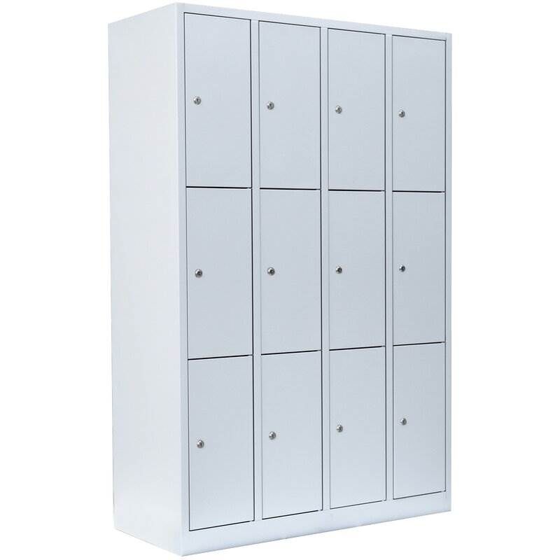 Lüllmann Schließfachschrank 4 Abteile 12 Fächer 1800 x 1170 x 500 mm lichtgrau Produktbild Lüllmann Schließfachschrank 4 Abteile 12 Fächer 1800 x 1170 x 500 mm lichtgrau