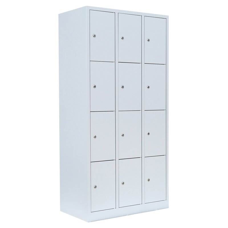 Lüllmann Schließfachschrank 3 Abteile 12 Fächer 1800 x 885 x 500 mm in lichtgrau Produktbild Lüllmann Schließfachschrank 3 Abteile 12 Fächer 1800 x 885 x 500 mm in lichtgrau