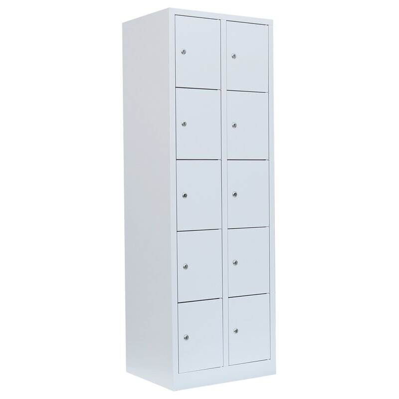 Lüllmann Schließfachschrank 2 Abteile 10 Fächer 1800 x 600 x 500 mm in lichtgrau Produktbild Lüllmann Schließfachschrank 2 Abteile 10 Fächer 1800 x 600 x 500 mm in lichtgrau