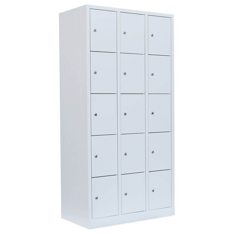 Lüllmann Schließfachschrank 3 Abteile 15 Fächer 1800 x 885 x 500 mm lichtgrau Produktbild Lüllmann Schließfachschrank 3 Abteile 15 Fächer 1800 x 885 x 500 mm lichtgrau