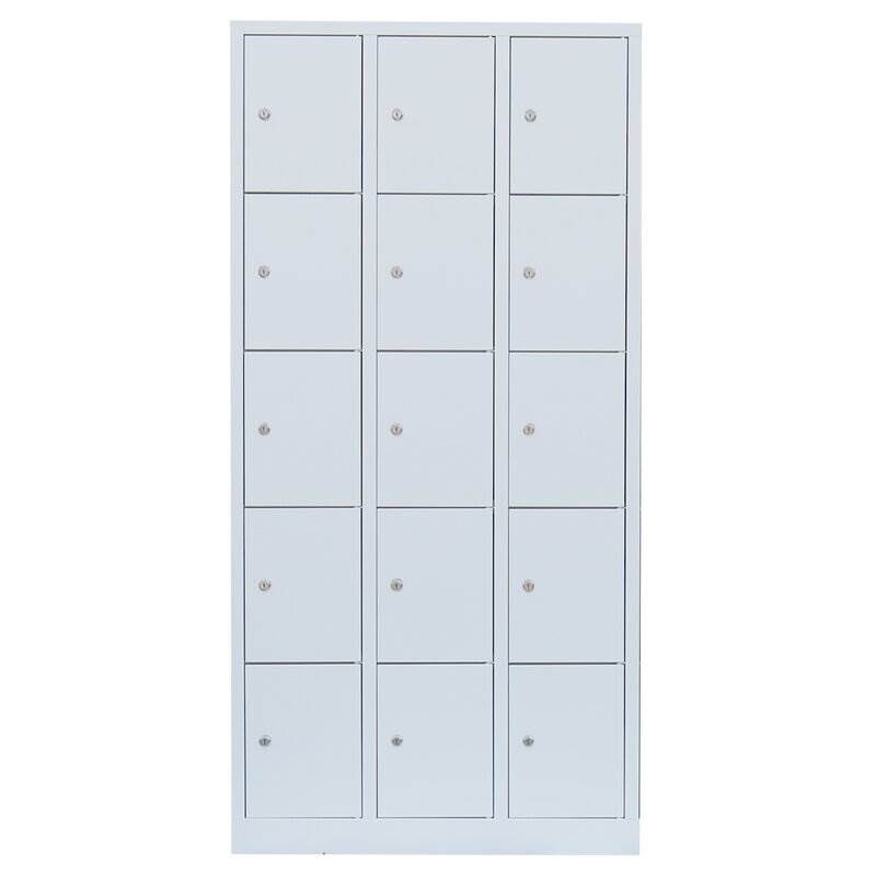 Lüllmann Schließfachschrank 3 Abteile 15 Fächer 1800 x 885 x 500 mm lichtgrau Produktbild Lüllmann Schließfachschrank 3 Abteile 15 Fächer 1800 x 885 x 500 mm lichtgrau bild 2