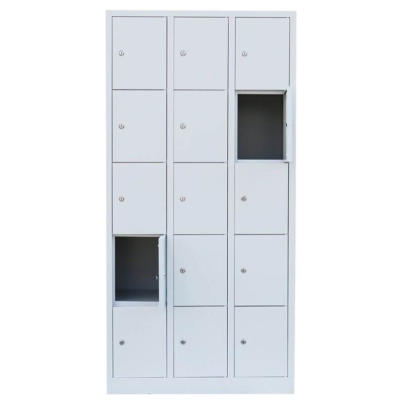 Lüllmann Schließfachschrank 3 Abteile 15 Fächer 1800 x 885 x 500 mm lichtgrau Produktbild Lüllmann Schließfachschrank 3 Abteile 15 Fächer 1800 x 885 x 500 mm lichtgrau bild 3
