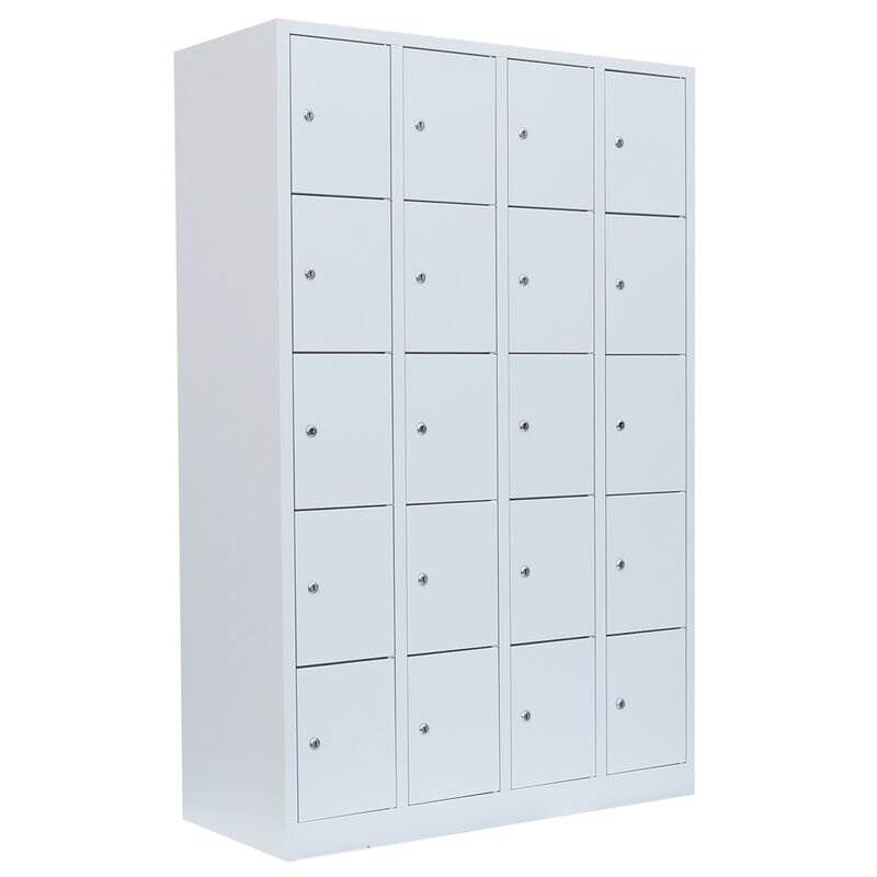 Lüllmann Schließfachschrank 4 Abteile 20 Fächer 1800 x 1170 x 500 mm in lichtgrau Produktbild Lüllmann Schließfachschrank 4 Abteile 20 Fächer 1800 x 1170 x 500 mm in lichtgrau