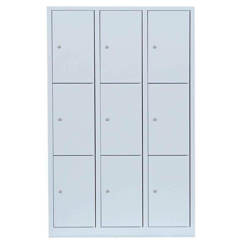 Lüllmann Schließfachschrank 3 Abteile 9 Fächer 1800 x 1185 x 500 mm lichtgrau Produktbild Lüllmann Schließfachschrank 3 Abteile 9 Fächer 1800 x 1185 x 500 mm lichtgrau bild 2