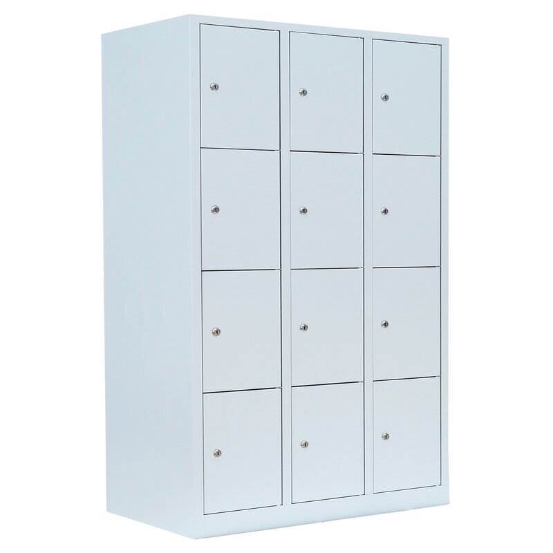Lüllmann Schließfachschrank 3 Abteile 12 Fächer 1800 x 1185 x 500 mm in lichtgrau Produktbild Lüllmann Schließfachschrank 3 Abteile 12 Fächer 1800 x 1185 x 500 mm in lichtgrau