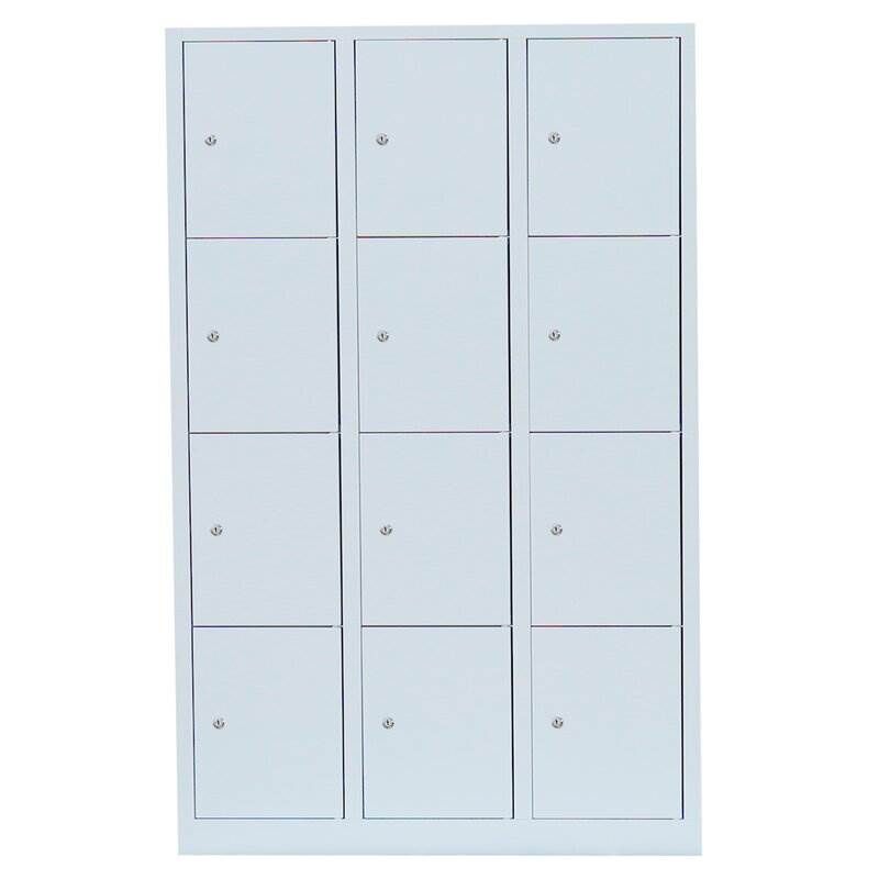 Lüllmann Schließfachschrank 3 Abteile 12 Fächer 1800 x 1185 x 500 mm in lichtgrau Produktbild Lüllmann Schließfachschrank 3 Abteile 12 Fächer 1800 x 1185 x 500 mm in lichtgrau bild 2