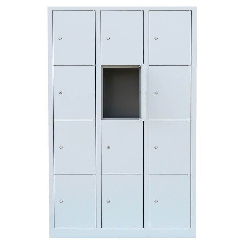 Lüllmann Schließfachschrank 3 Abteile 12 Fächer 1800 x 1185 x 500 mm in lichtgrau Produktbild Lüllmann Schließfachschrank 3 Abteile 12 Fächer 1800 x 1185 x 500 mm in lichtgrau bild 3