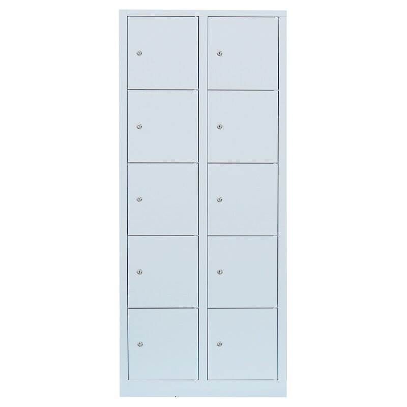 Lüllmann Schließfachschrank 2 Abteile 10 Fächer 1800 x 800 x 500 mm in lichtgrau Produktbild Lüllmann Schließfachschrank 2 Abteile 10 Fächer 1800 x 800 x 500 mm in lichtgrau bild 2