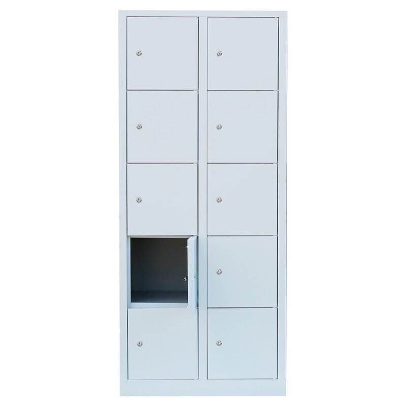 Lüllmann Schließfachschrank 2 Abteile 10 Fächer 1800 x 800 x 500 mm in lichtgrau Produktbild Lüllmann Schließfachschrank 2 Abteile 10 Fächer 1800 x 800 x 500 mm in lichtgrau bild 3
