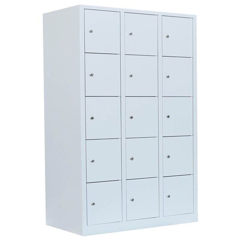 Lüllmann Schließfachschrank 3 Abteile 15 Fächer 1800 x 1185 x 500 mm in lichtgrau Produktbild Lüllmann Schließfachschrank 3 Abteile 15 Fächer 1800 x 1185 x 500 mm in lichtgrau