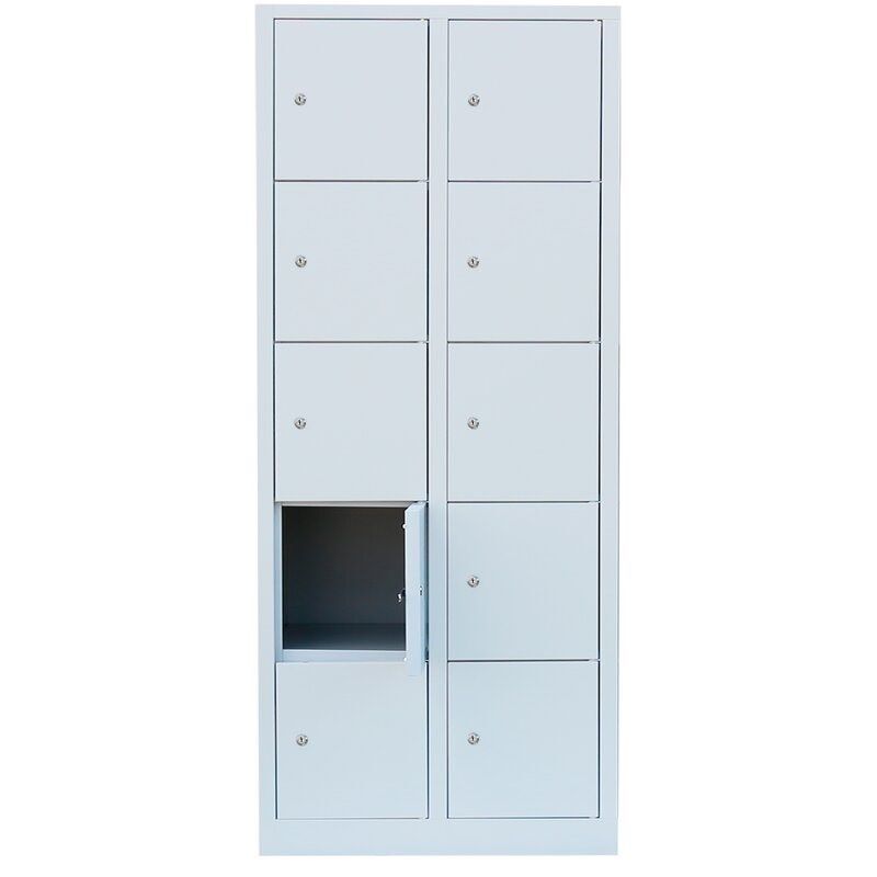 Lüllmann XL Schließfachschrank 10 Fächer 1900 x 800 x 450 mm lichtgrau Produktbild Lüllmann XL Schließfachschrank 10 Fächer 1900 x 800 x 450 mm lichtgrau bild 3