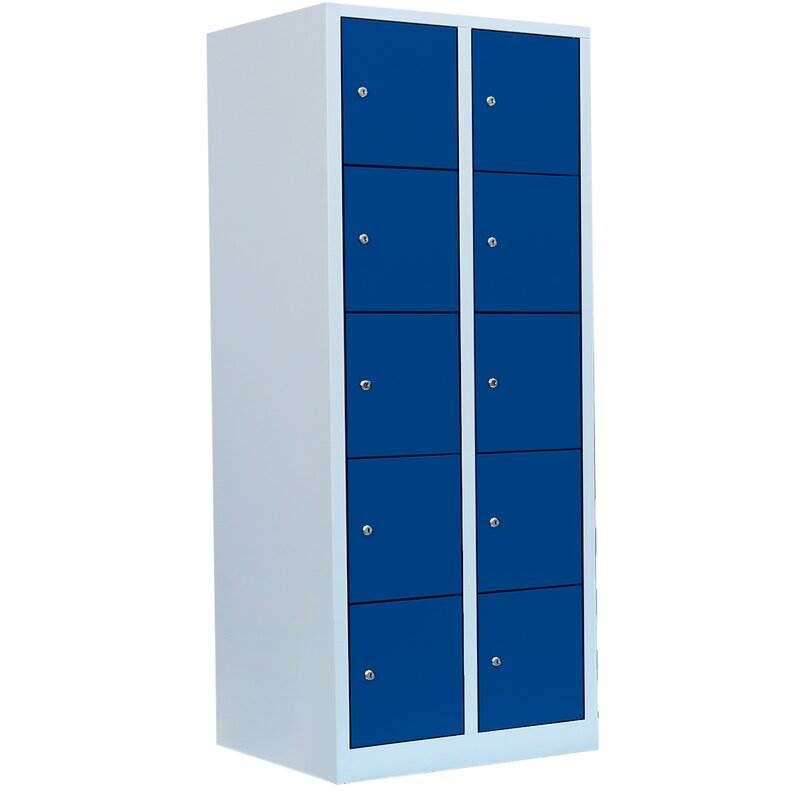 Lüllmann XL Schließfachschrank 2 Abteile 10 Fächer 1900 x 800 x 450 mm in lichtgrau Produktbild Lüllmann XL Schließfachschrank 2 Abteile 10 Fächer 1900 x 800 x 450 mm in lichtgrau