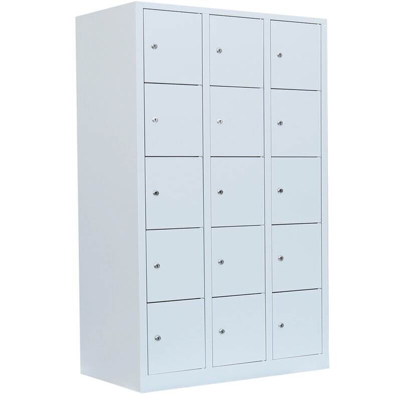 Lüllmann XL Schließfachschrank 15 Fächer 1900 x 1185 x 450 mm lichtgrau Produktbild Lüllmann XL Schließfachschrank 15 Fächer 1900 x 1185 x 450 mm lichtgrau bild 2