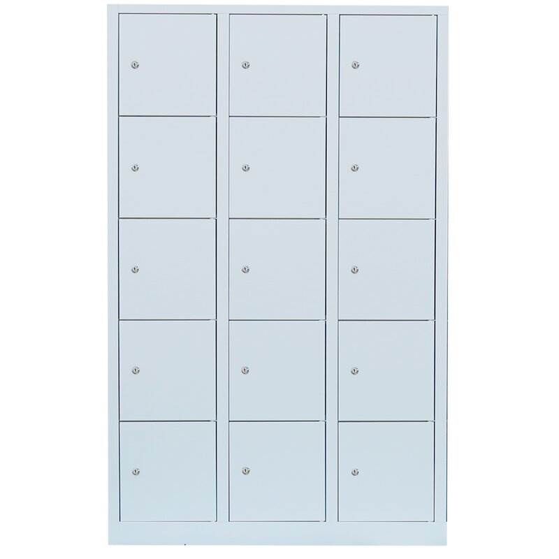 Lüllmann XL Schließfachschrank 15 Fächer 1900 x 1185 x 450 mm lichtgrau Produktbild Lüllmann XL Schließfachschrank 15 Fächer 1900 x 1185 x 450 mm lichtgrau