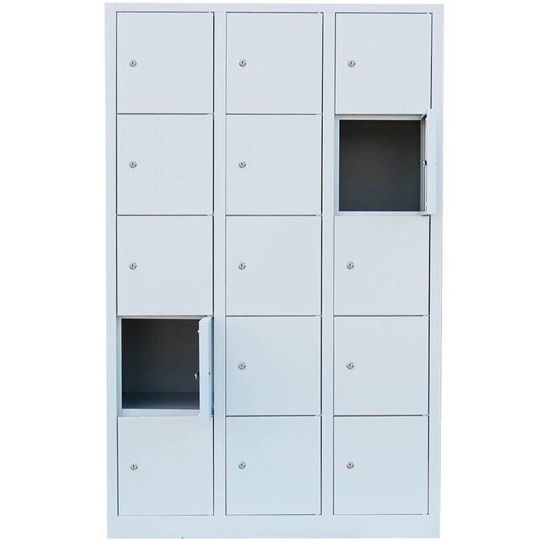 Lüllmann XL Schließfachschrank 15 Fächer 1900 x 1185 x 450 mm lichtgrau Produktbild Lüllmann XL Schließfachschrank 15 Fächer 1900 x 1185 x 450 mm lichtgrau bild 3