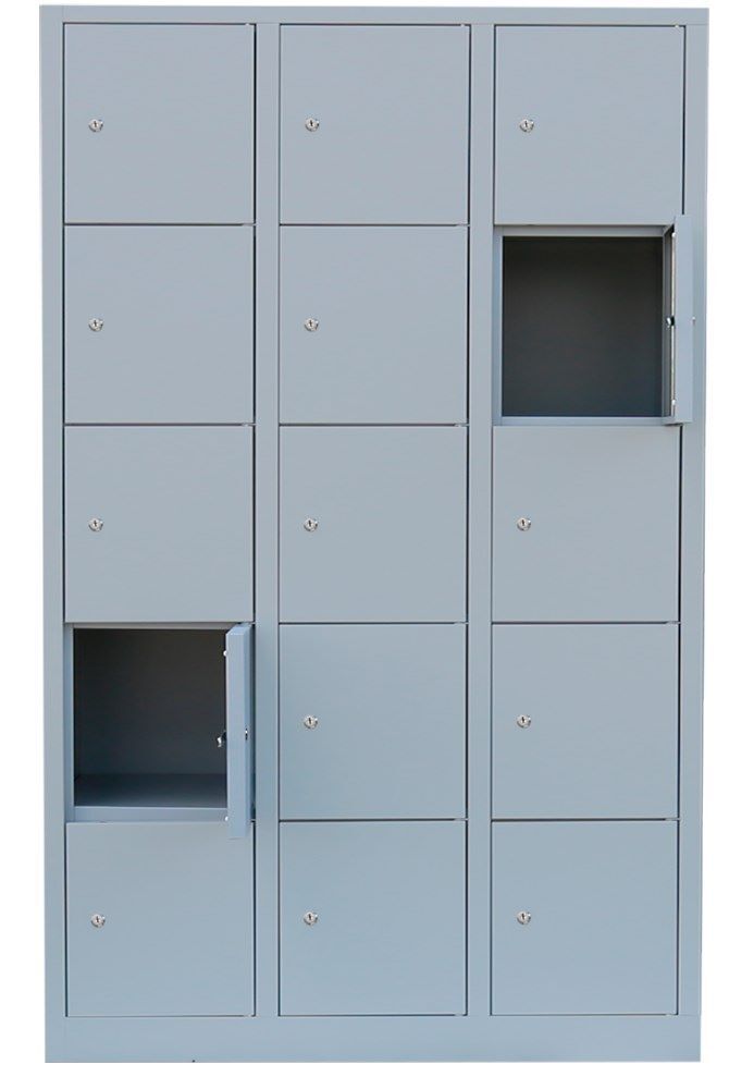 Lüllmann XL Schließfachschrank 15 Fächer 1900 x 1185 x 450 mm lichtgrau Produktbild Lüllmann XL Schließfachschrank 15 Fächer 1900 x 1185 x 450 mm lichtgrau bild 8