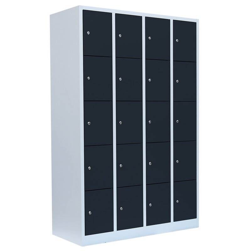 Lüllmann Schließfachschrank 4 Abteile 20 Fächer 1800 x 1170 x 500 mm lichtgrau anthrazit Produktbild Lüllmann Schließfachschrank 4 Abteile 20 Fächer 1800 x 1170 x 500 mm lichtgrau anthrazit