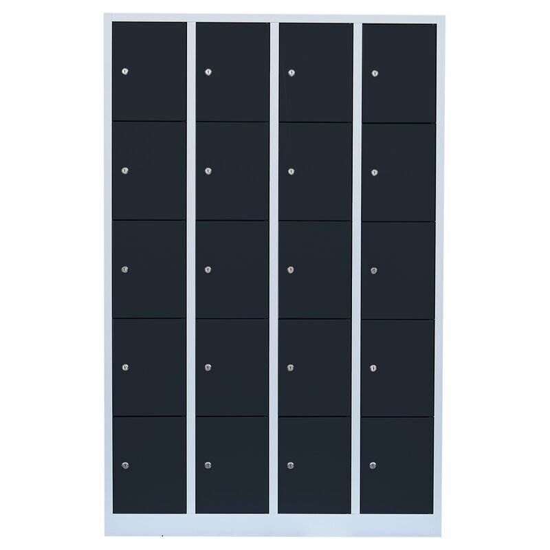 Lüllmann Schließfachschrank 4 Abteile 20 Fächer 1800 x 1170 x 500 mm lichtgrau anthrazit Produktbild Lüllmann Schließfachschrank 4 Abteile 20 Fächer 1800 x 1170 x 500 mm lichtgrau anthrazit bild 2