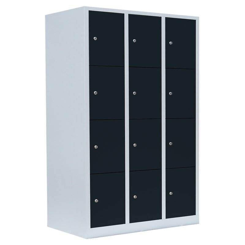 Lüllmann Schließfachschrank 3 Abteile 12 Fächer 1800 x 1185 x 500 mm lichtgrau anthrazit Produktbild Lüllmann Schließfachschrank 3 Abteile 12 Fächer 1800 x 1185 x 500 mm lichtgrau anthrazit