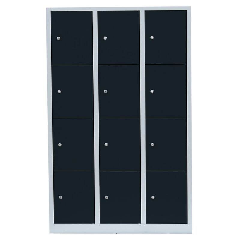 Lüllmann Schließfachschrank 3 Abteile 12 Fächer 1800 x 1185 x 500 mm lichtgrau anthrazit Produktbild Lüllmann Schließfachschrank 3 Abteile 12 Fächer 1800 x 1185 x 500 mm lichtgrau anthrazit bild 2