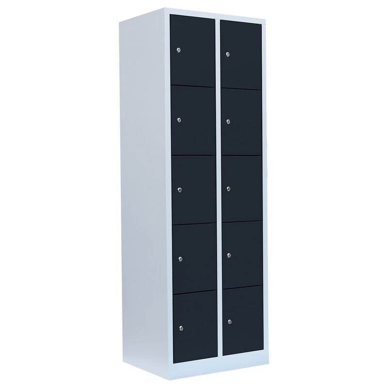 Lüllmann Schließfachschrank 2 Abteile 10 Fächer 1800 x 600 x 500 mm lichtgrau anthrazit Produktbild Lüllmann Schließfachschrank 2 Abteile 10 Fächer 1800 x 600 x 500 mm lichtgrau anthrazit