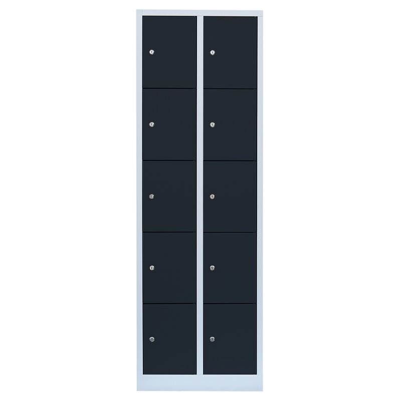 Lüllmann Schließfachschrank 2 Abteile 10 Fächer 1800 x 600 x 500 mm lichtgrau anthrazit Produktbild Lüllmann Schließfachschrank 2 Abteile 10 Fächer 1800 x 600 x 500 mm lichtgrau anthrazit bild 2