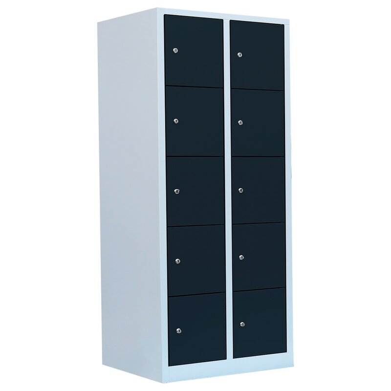 Lüllmann Schließfachschrank 2 Abteile 10 Fächer 1800 x 800 x 500 mm lichtgrau anthrazit Produktbild Lüllmann Schließfachschrank 2 Abteile 10 Fächer 1800 x 800 x 500 mm lichtgrau anthrazit