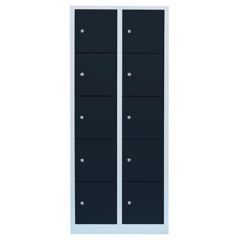 Lüllmann Schließfachschrank 2 Abteile 10 Fächer 1800 x 800 x 500 mm lichtgrau anthrazit Produktbild Lüllmann Schließfachschrank 2 Abteile 10 Fächer 1800 x 800 x 500 mm lichtgrau anthrazit bild 2