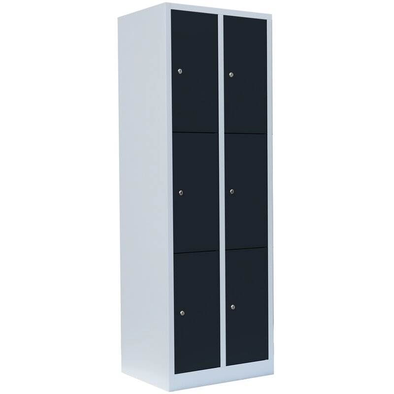 Lüllmann Schließfachschrank 2 Abteile 6 Fächer 1800 x 600 x 500 mm lichtgrau anthrazit Produktbild Lüllmann Schließfachschrank 2 Abteile 6 Fächer 1800 x 600 x 500 mm lichtgrau anthrazit