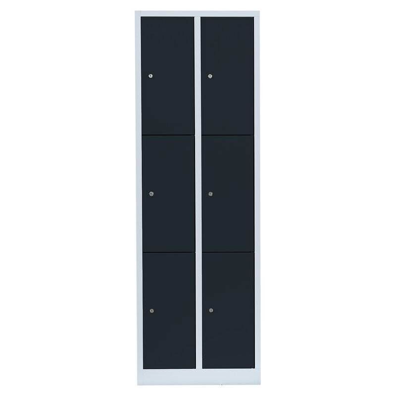 Lüllmann Schließfachschrank 2 Abteile 6 Fächer 1800 x 600 x 500 mm lichtgrau anthrazit Produktbild Lüllmann Schließfachschrank 2 Abteile 6 Fächer 1800 x 600 x 500 mm lichtgrau anthrazit bild 2