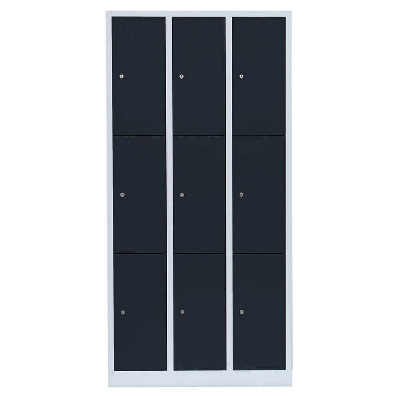 Lüllmann Schließfachschrank 3 Abteile 9 Fächer 1800 x 885 x 500 mm lichtgrau anthrazit Produktbild Lüllmann Schließfachschrank 3 Abteile 9 Fächer 1800 x 885 x 500 mm lichtgrau anthrazit bild 2