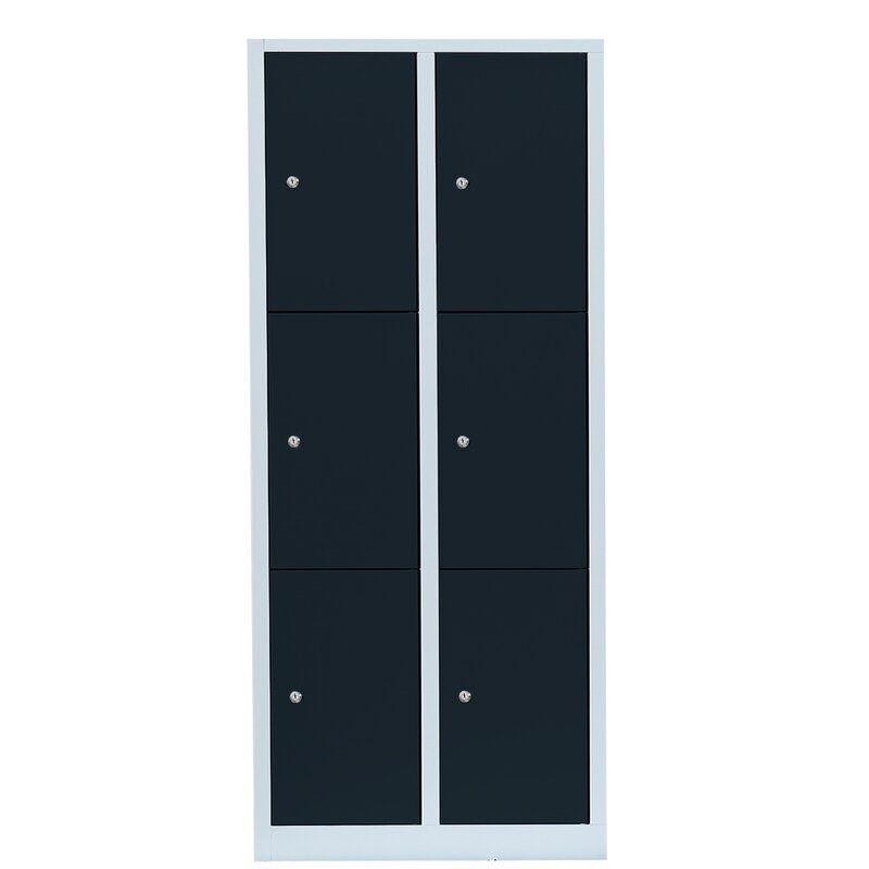 Lüllmann Schließfachschrank 6 Fächer 1800 x 800 x 500 mm lichtgrau anthrazi Produktbild Lüllmann Schließfachschrank 6 Fächer 1800 x 800 x 500 mm lichtgrau anthrazi