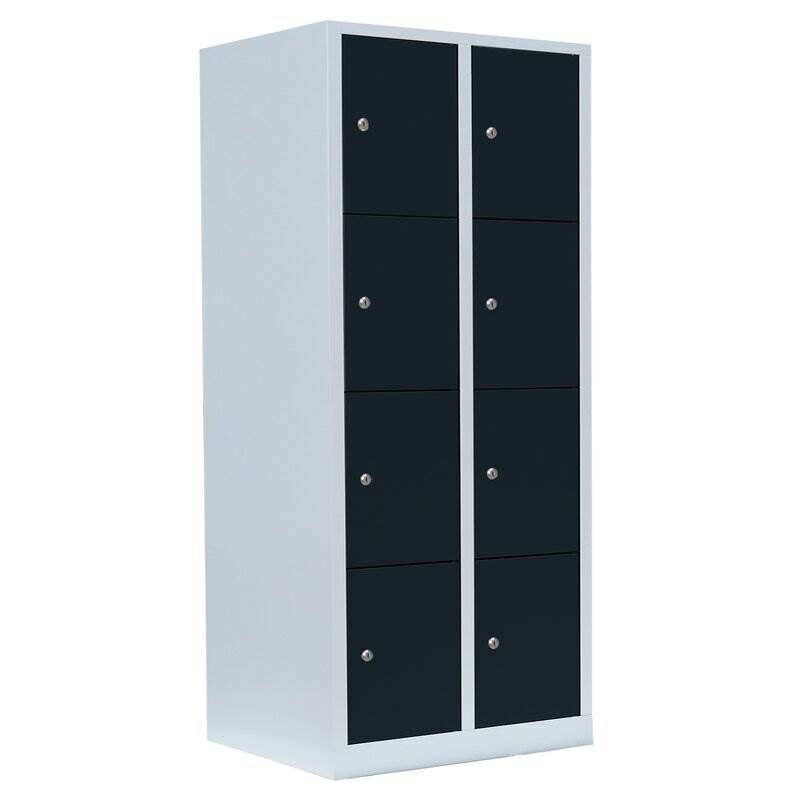 Lüllmann Schließfachschrank 2 Abteile 8 Fächer 1800 x 800 x 500 mm lichtgrau anthrazit Produktbild Lüllmann Schließfachschrank 2 Abteile 8 Fächer 1800 x 800 x 500 mm lichtgrau anthrazit