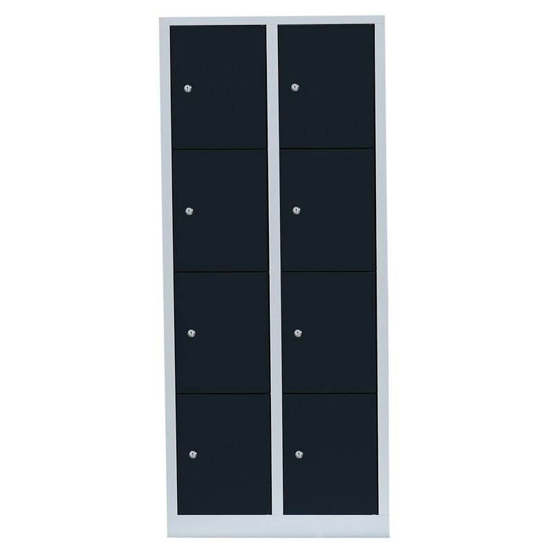 Lüllmann Schließfachschrank 2 Abteile 8 Fächer 1800 x 800 x 500 mm lichtgrau anthrazit Produktbild Lüllmann Schließfachschrank 2 Abteile 8 Fächer 1800 x 800 x 500 mm lichtgrau anthrazit bild 2