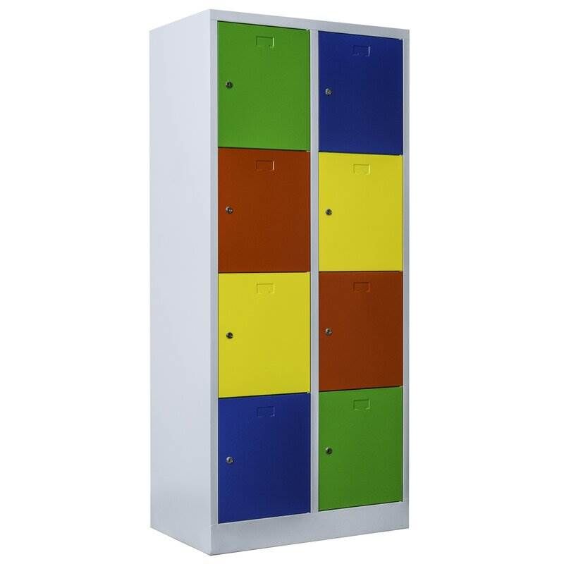 Lüllmann Schließfachschrank 2 Abteile 8 Fächer 1800 x 800 x 500 mm in bunt Produktbild Lüllmann Schließfachschrank 2 Abteile 8 Fächer 1800 x 800 x 500 mm in bunt