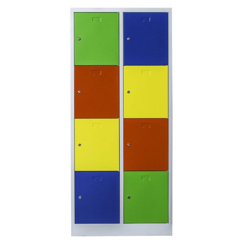 Lüllmann Schließfachschrank 2 Abteile 8 Fächer 1800 x 800 x 500 mm in bunt Produktbild Lüllmann Schließfachschrank 2 Abteile 8 Fächer 1800 x 800 x 500 mm in bunt bild 2