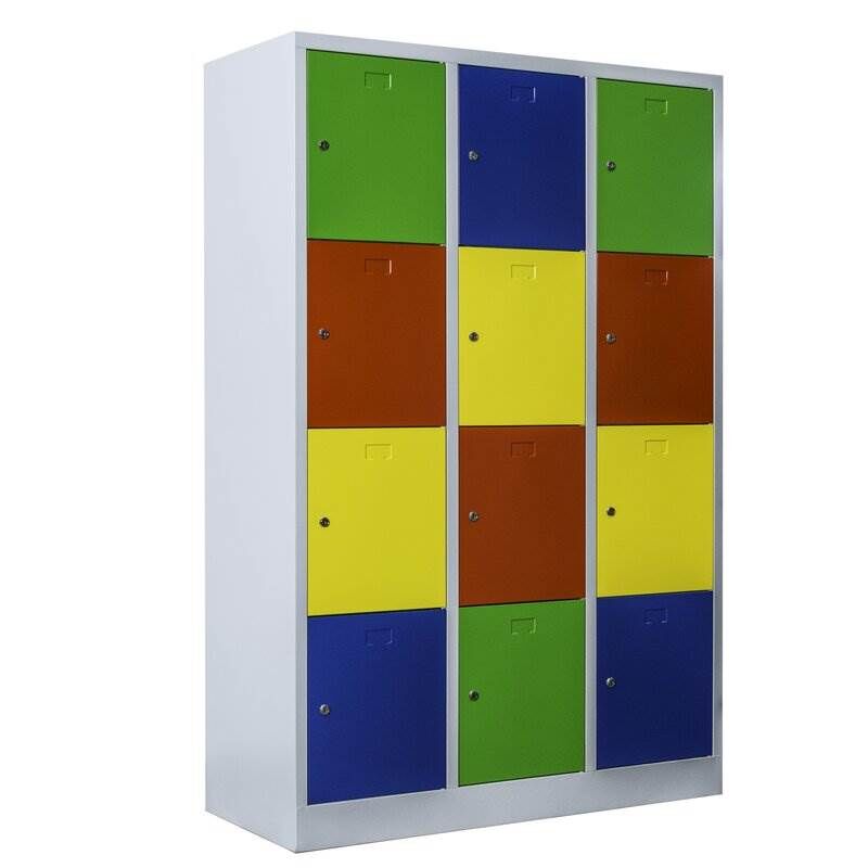 Lüllmann Schließfachschrank 3 Abteile 12 Fächer 1800 x 1185 x 500 mm in bunt Produktbild Lüllmann Schließfachschrank 3 Abteile 12 Fächer 1800 x 1185 x 500 mm in bunt