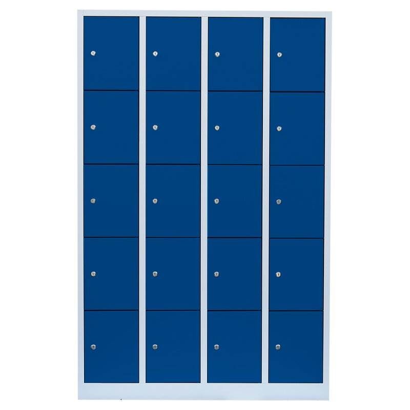 Lüllmann Schließfachschrank 4 Abteile 20 Fächer 1800 x 1170 x 500 mm lichtgrau enzianblau Produktbild Lüllmann Schließfachschrank 4 Abteile 20 Fächer 1800 x 1170 x 500 mm lichtgrau enzianblau bild 2