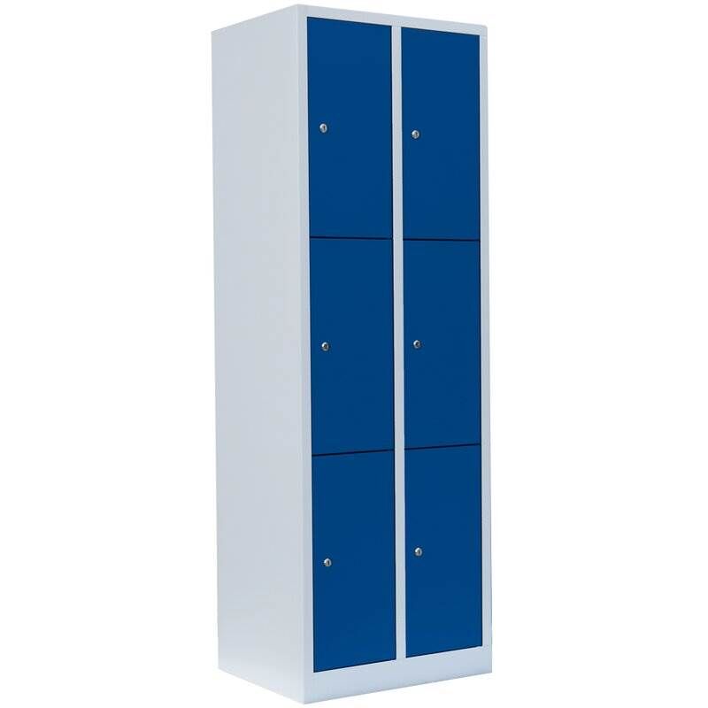 Lüllmann Schließfachschrank 2 Abteile 6 Fächer 1800 x 600 x 500 mm lichtgrau enzianblau Produktbild Lüllmann Schließfachschrank 2 Abteile 6 Fächer 1800 x 600 x 500 mm lichtgrau enzianblau