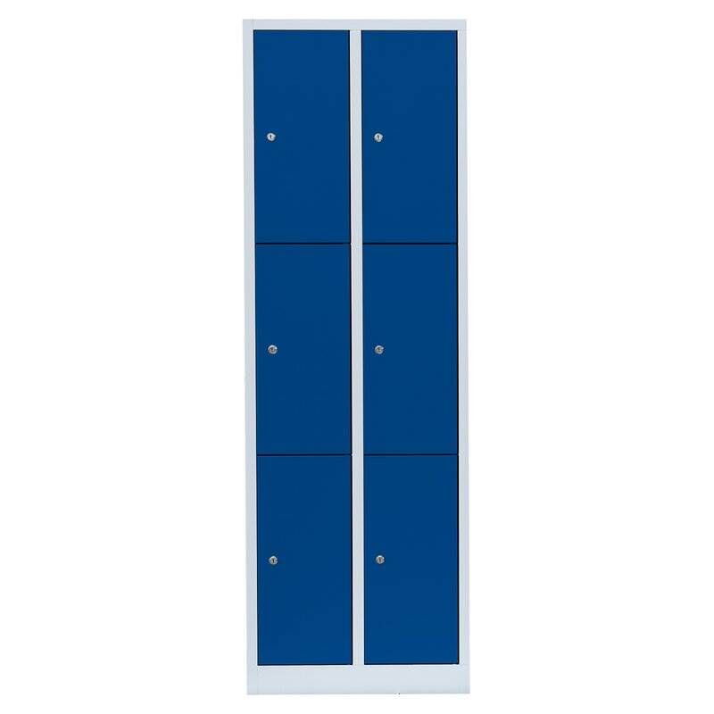 Lüllmann Schließfachschrank 2 Abteile 6 Fächer 1800 x 600 x 500 mm lichtgrau enzianblau Produktbild Lüllmann Schließfachschrank 2 Abteile 6 Fächer 1800 x 600 x 500 mm lichtgrau enzianblau bild 2