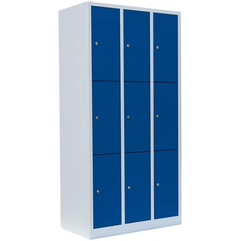 Lüllmann Schließfachschrank 3 Abteile 9 Fächer 1800 x 885 x 500 mm lichtgrau enzianblau Produktbild Lüllmann Schließfachschrank 3 Abteile 9 Fächer 1800 x 885 x 500 mm lichtgrau enzianblau